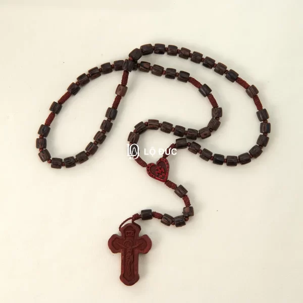 Chuỗi Mân Côi Gỗ Trụ Nhỏ – Mặt Thánh Giá Chúa Giê-su (INRI)