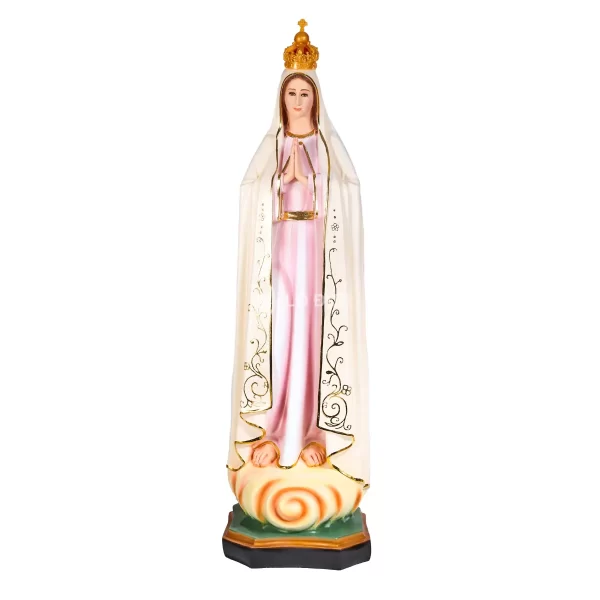 Tượng Đức Mẹ Fatima – Áo trắng hồng đội vương miện vàng