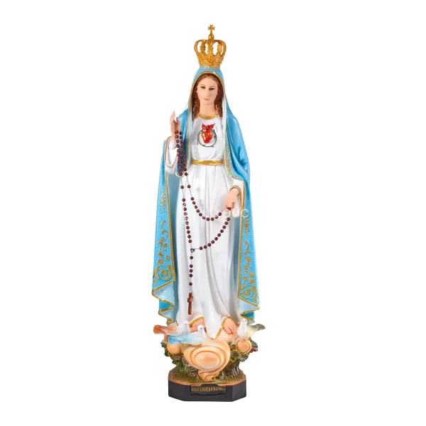 Tượng Đức Mẹ Fatima – Đội Vương Miện, Cầm Tràng Hạt, Có Chim Bồ Câu