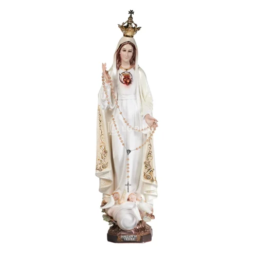 Tượng Đức Mẹ Fatima Đội Vương Miện – Trái Tim Rực Sáng, Có Tràng Chuỗi