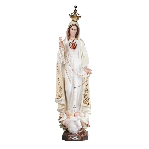 Tượng Đức Mẹ Fatima Đội Vương Miện – Trái Tim Mẹ Rực Sáng, Có Tràng Chuỗi