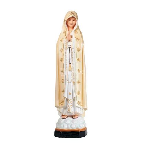 Tượng Đức Mẹ Fatima Tay Chấp – Áo Choàng Vàng Nhạt / Trắng Ngà
