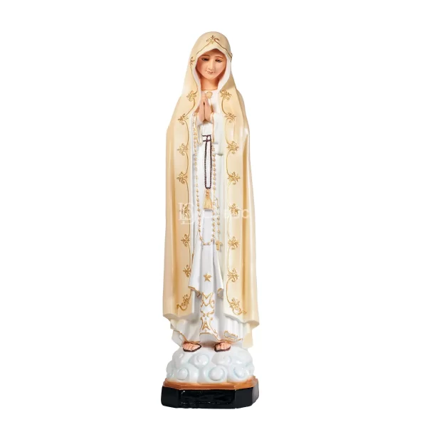 Tượng Đức Mẹ Fatima Tay Chắp – Áo Choàng Vàng Nhạt / Trắng Ngà