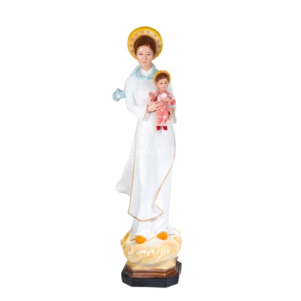Tượng Đức Mẹ Việt Nam – Bồng Chúa Hài Đồng – Mặc Áo Dài Truyền Thống