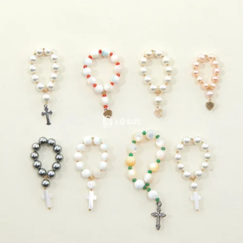 Nhẫn Mân Côi Ốc Xà Cừ Xi Ngọc Trai – Kèm Charm, 8 Sắc Màu