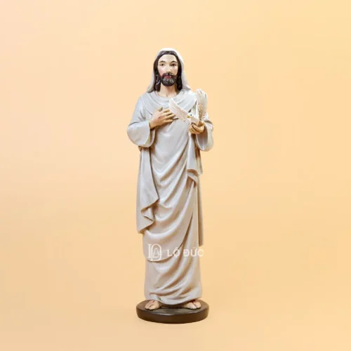Tượng Chúa Giêsu Bế Chim Bồ Câu, Biểu Tượng Hòa Bình – Tượng Resin Nhập Khẩu Cao Cấp