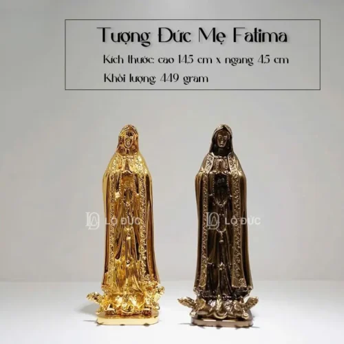 Tượng Đức Mẹ Fatima Mạ Vàng – Mạ Đồng Màu Cổ Cao Cấp (14,5cm)