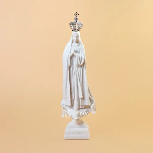 Tượng Đức Mẹ Fatima Có Vương Miện Và Chim Bồ Câu Vittoria Collection – Tượng Bột Đá Để Xe Ô Tô, Để Bàn