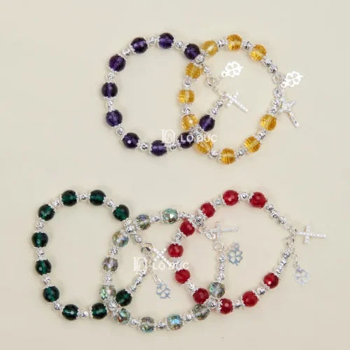 Vòng Tay Thạch Anh Sợi Bạc Charm Lấp Lánh – 7 Màu Lựa Chọn