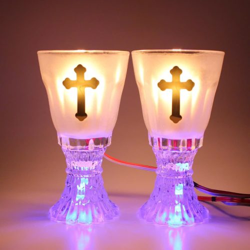 (Cặp) Đèn Thờ Điện Bằng Thủy Tinh - Đèn Ly Mẫu #K5