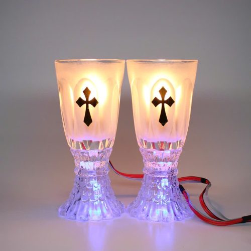 (Cặp) Đèn Thờ Điện Bằng Thủy Tinh - Đèn Ly Mẫu #K6