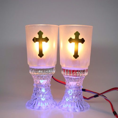 (Cặp) Đèn Thờ Điện Bằng Thủy Tinh - Đèn Ly Mẫu #K7