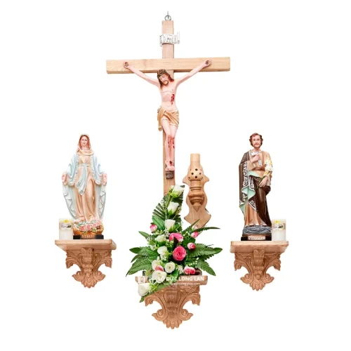 Bộ Bàn Thờ Kệ Sồi Đế Nho – Cổ Điển & Sang Trọng | 30cm, 40cm, 50cm