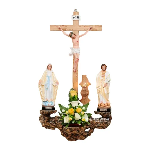Bộ Bàn Thờ Bệ Gốc Sao & Tượng Composite – 40cm