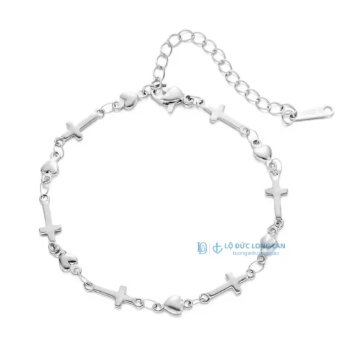 Lắc Tay Thập Giá – Họa Tiết Thập Giá & Trái Tim Thanh Mảnh