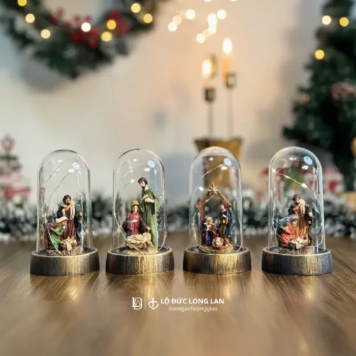 Chóp Đèn Resin 15cm – Bộ Sưu Tập 6 Mẫu (3 Thánh Gia, 3 Noel)