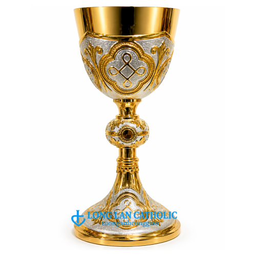 Chén Lễ Cao Cấp Họa Tiết Nút Thắt Vĩnh Cửu – Phối Màu Vàng Bạc Tương Phản - Mã # ML 10