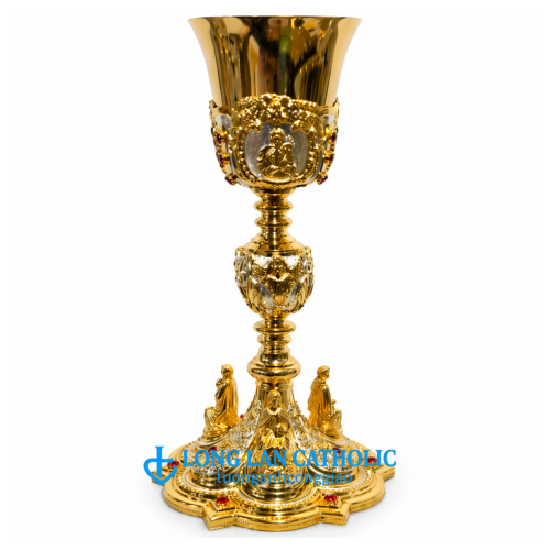 Chén Lễ Điêu Khắc Thánh Tượng 3D Cao Cấp Mạ Vàng - Đính Đá Ruby & Phối Màu Đa Lớp - Mã # ML 14