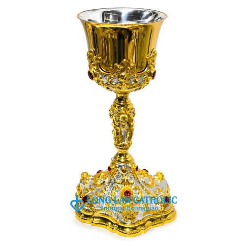 Chén Lễ Hoàng Gia Cao Cấp – Đính Đá Ruby & Chạm Khắc Phù Điêu Đa Tầng - Mã # ML 04