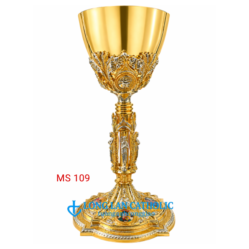 Chén Lễ Tháp Gothic Tượng Thánh 3D & Họa Tiết Tráng Men Màu – Mạ Vàng Cao Cấp - Mã # MS 109