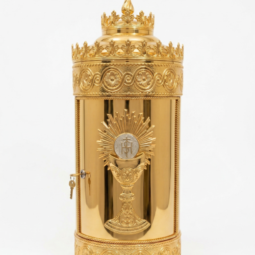 Nhà tạm kim loại quý mạ vàng - Mẫu hình trụ đứng